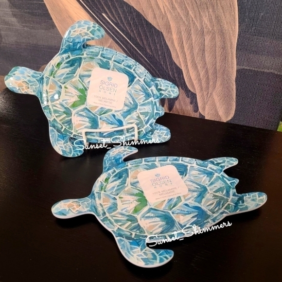 4PC set Sigrid Olsen Melamine Ocean Sea Turtle Salad Appetizer Dessert Plates - Picture 1 of 7